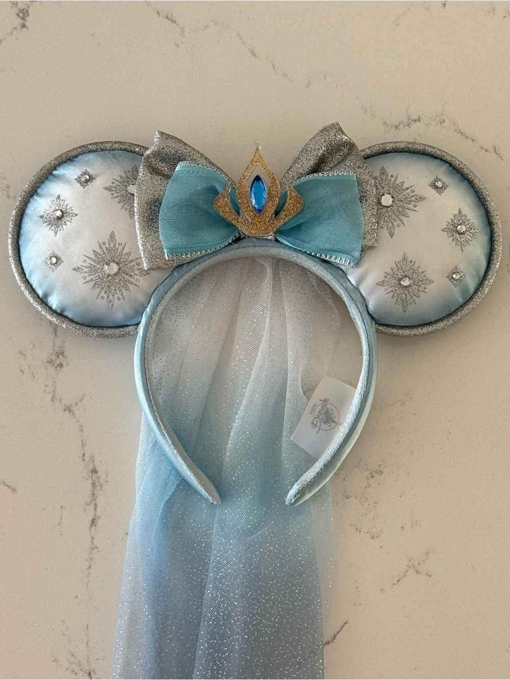 Disney Parks Frozen Elsa Minnie Mouse Ears Headband Veil Crown